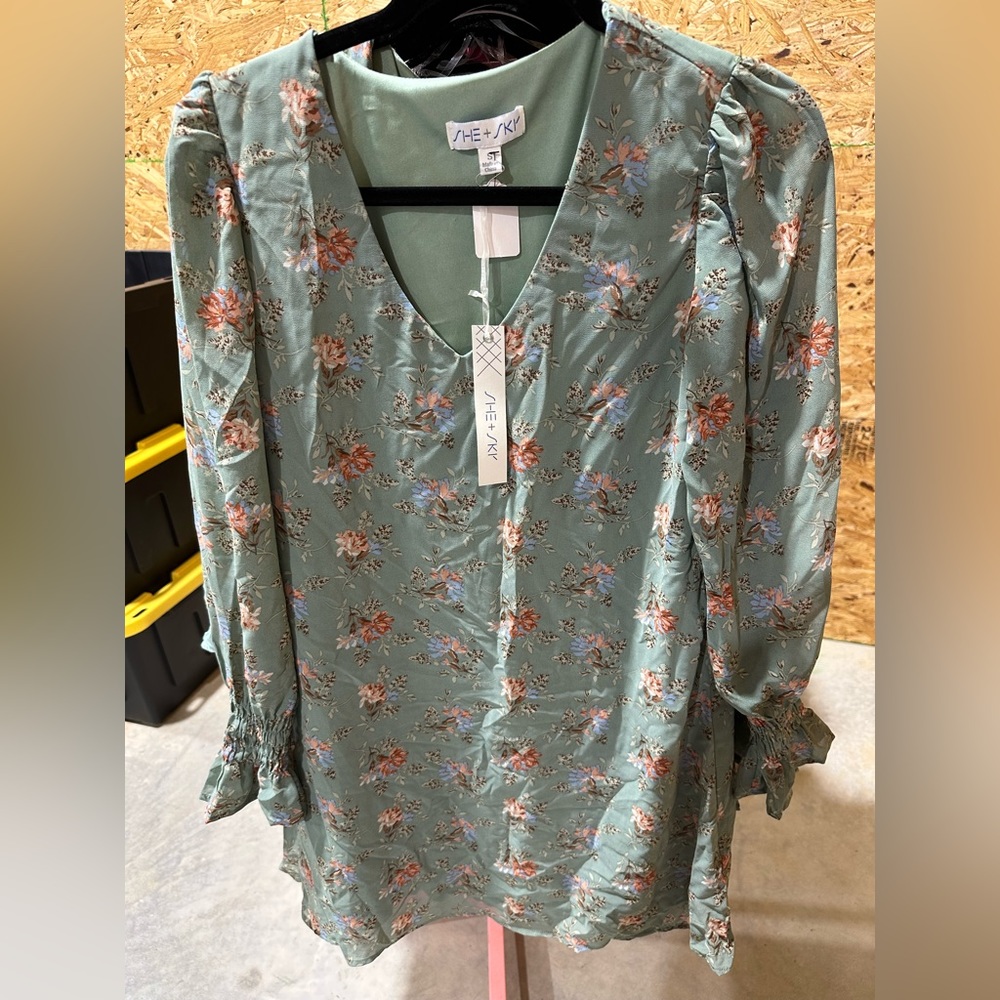Sage Green Longsleeve V Neck Dress